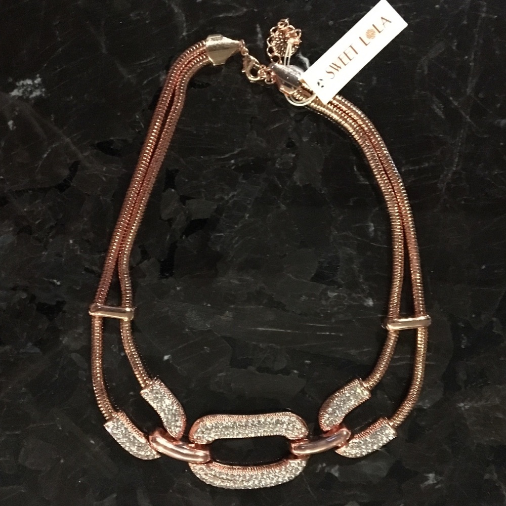 Sweet Lola Necklace- Bronze with Rhinestones